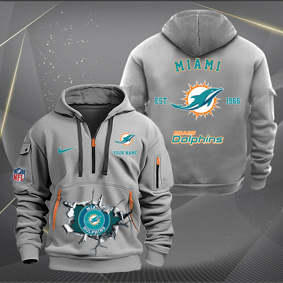 Miami Dolphins Quarter Zip Hoodie