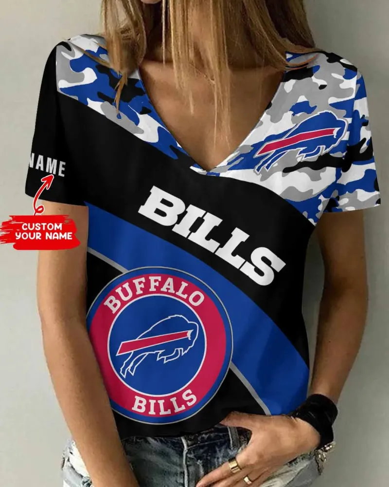 Buffalo Bills Personalized Summer V-neck Women T-shirt