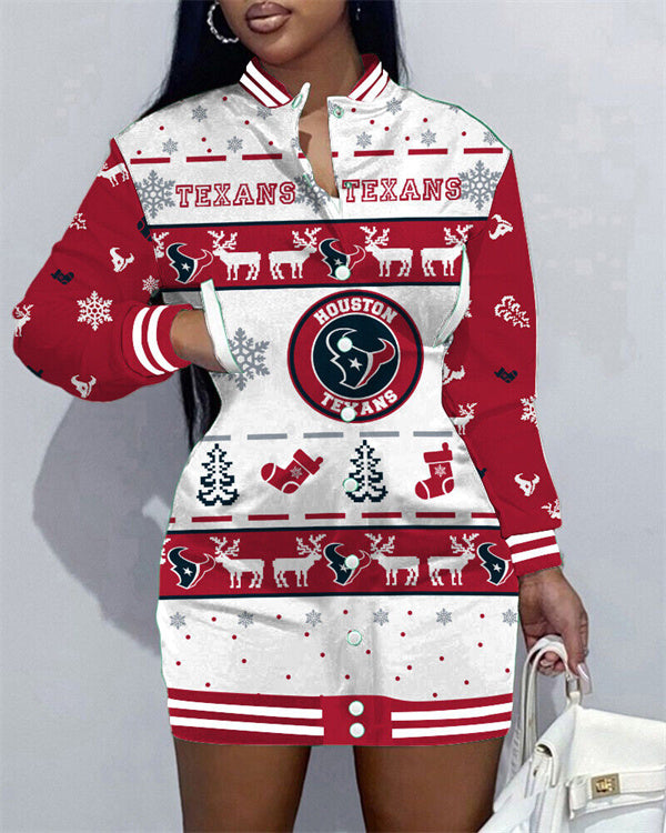 Houston Texans Women's Button Down Jacket Dress