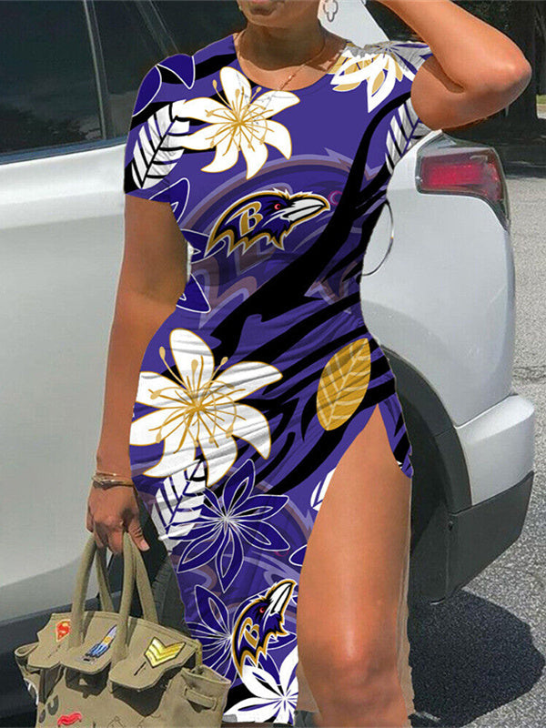 Baltimore Ravens Slit Bodycon Dress