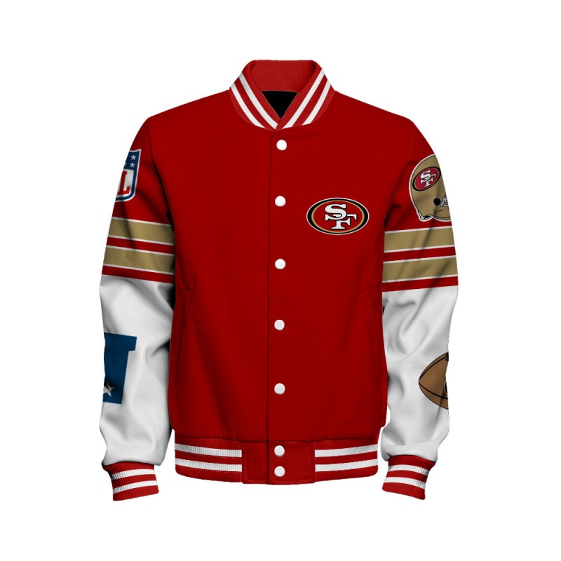San Francisco 49ers Unisex Ultimate Game Day Varsity Jacket AZBTVJK000048 4 San Francisco 49ers Unisex Ultimate Game Day Varsity Jacket - Back View