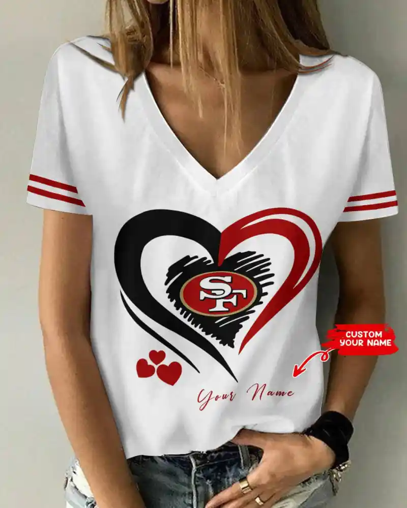San Francisco 49ers Personalized Summer V-neck Women's T-shirt