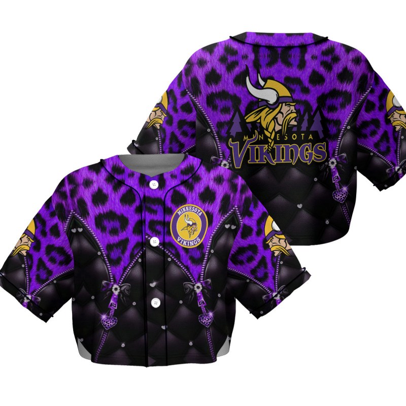 Minnesota Vikings Crop Top Baseball Jersey