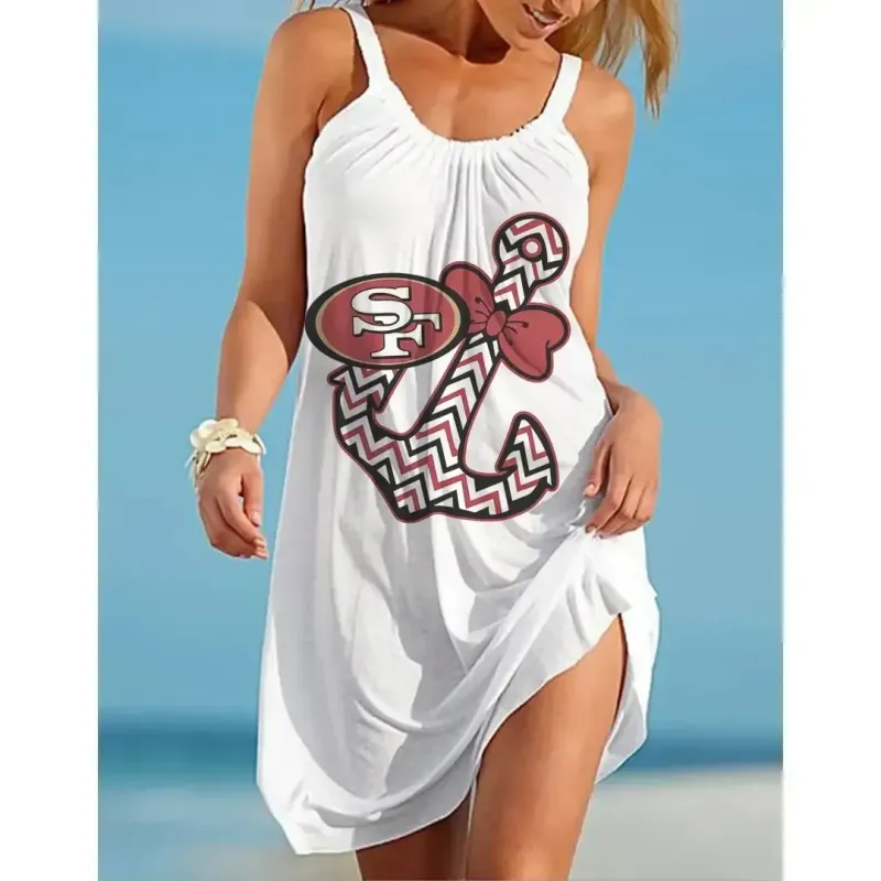 NFL San Francisco 49ers Print Halter Beach Dress
