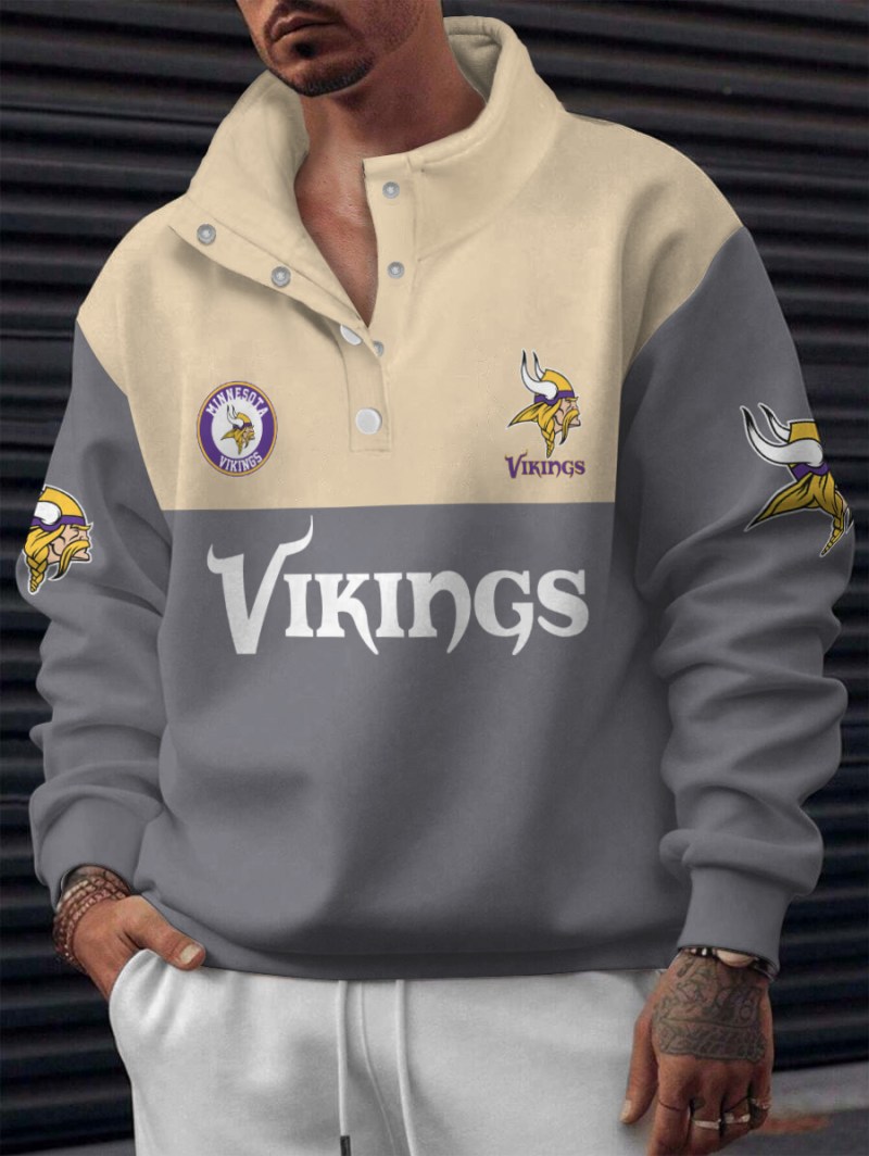Minnesota Vikings Casual Colorful Stand Collar Sweatshirt