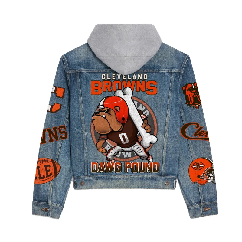 Cleveland Browns Premium Hooded Denim Jacket Detail View