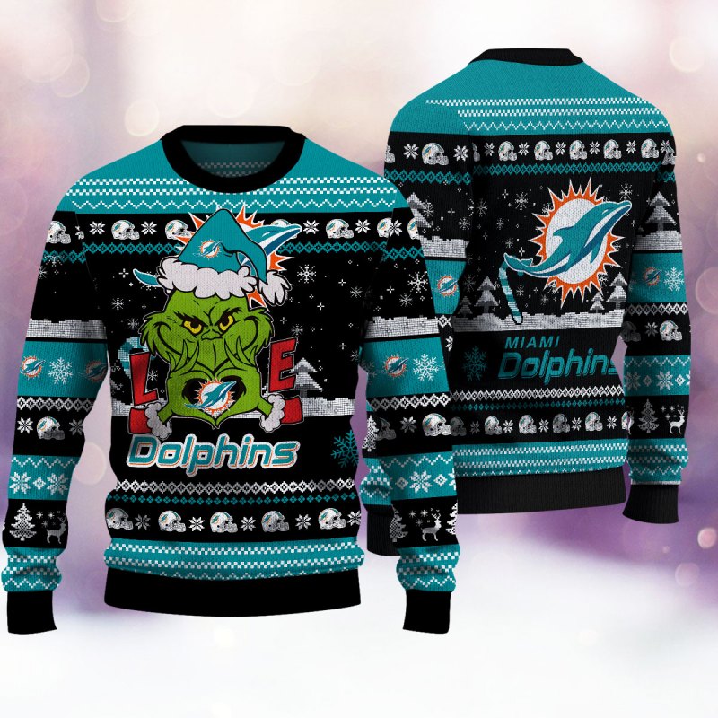 Miami Dolphins Ugly Christmas Sweater Back View