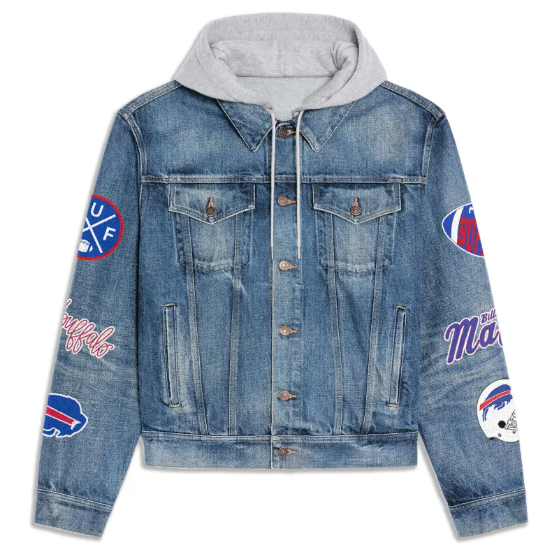 Buffalo Bills Premium Hooded Denim Jacket Image 2