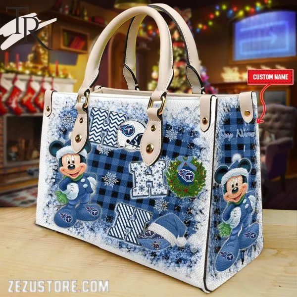 Tennessee Titans Personalized Ho Ho Ho Christmas Leather Hand Bag