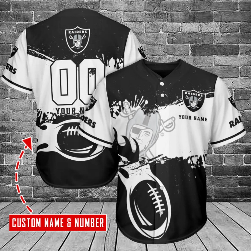Las Vegas Raiders Personalized Baseball Jersey