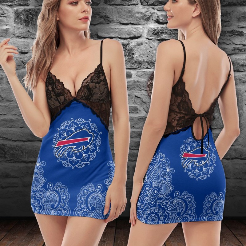 Buffalo Bills Lace Back Strap Slip Dress Back View