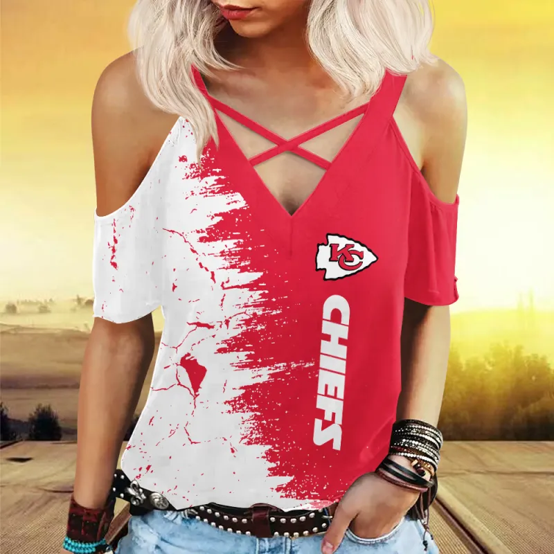 Kansas City Chiefs Miss Hollow Out Blouse Shirt