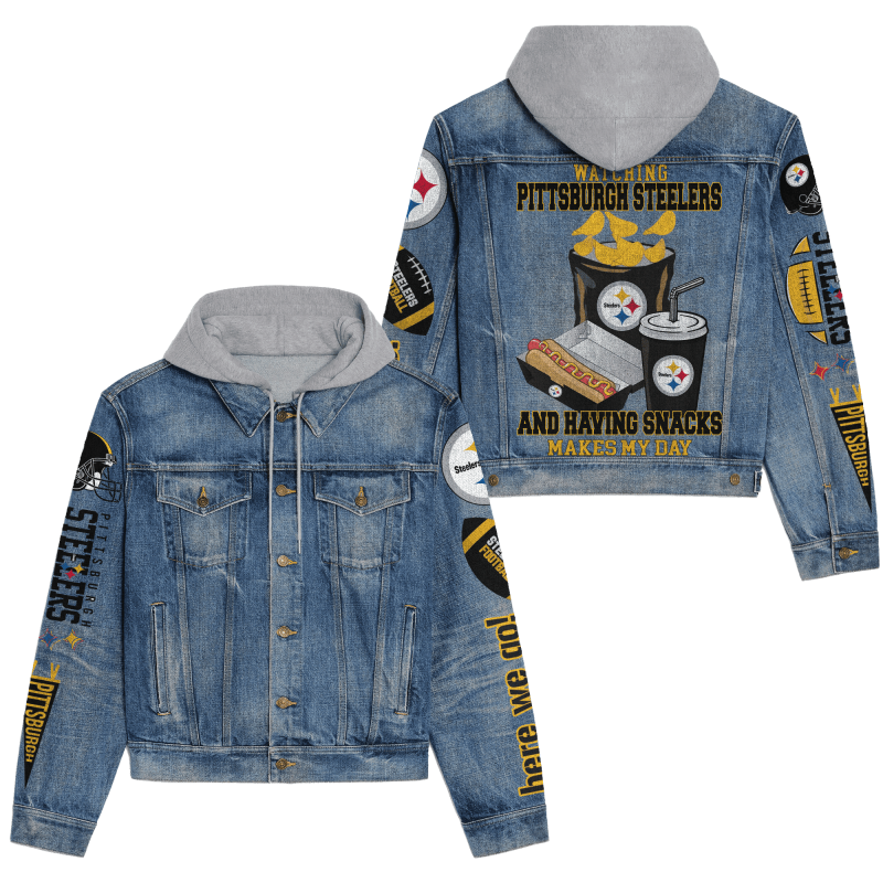 Pittsburgh Steelers Premium Hooded Denim Jacket Image 1