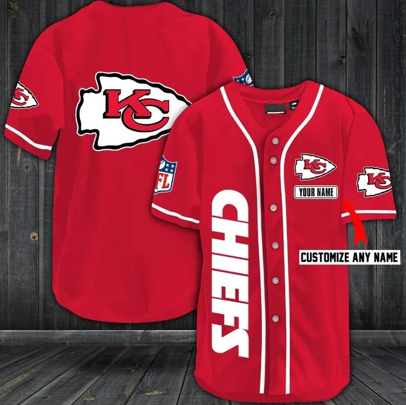 Kansas City Chiefs Personalized Baseball Jersey