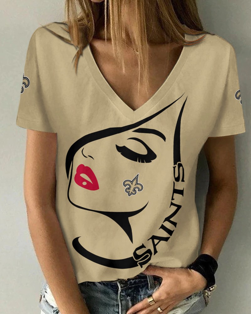 New Orleans Saints Summer V-neck Women T-shirt