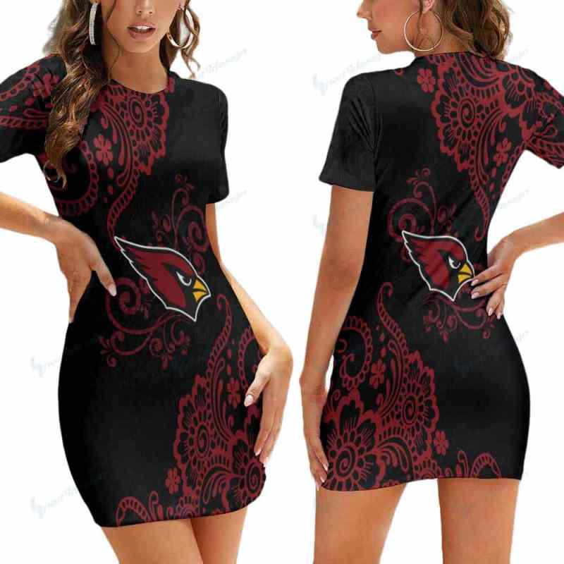 Arizona Cardinals Short Sleeve Bodycon Mini Dress
