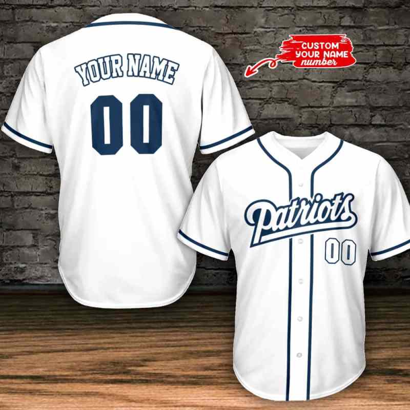 New England Patriots White Baseball Jersey