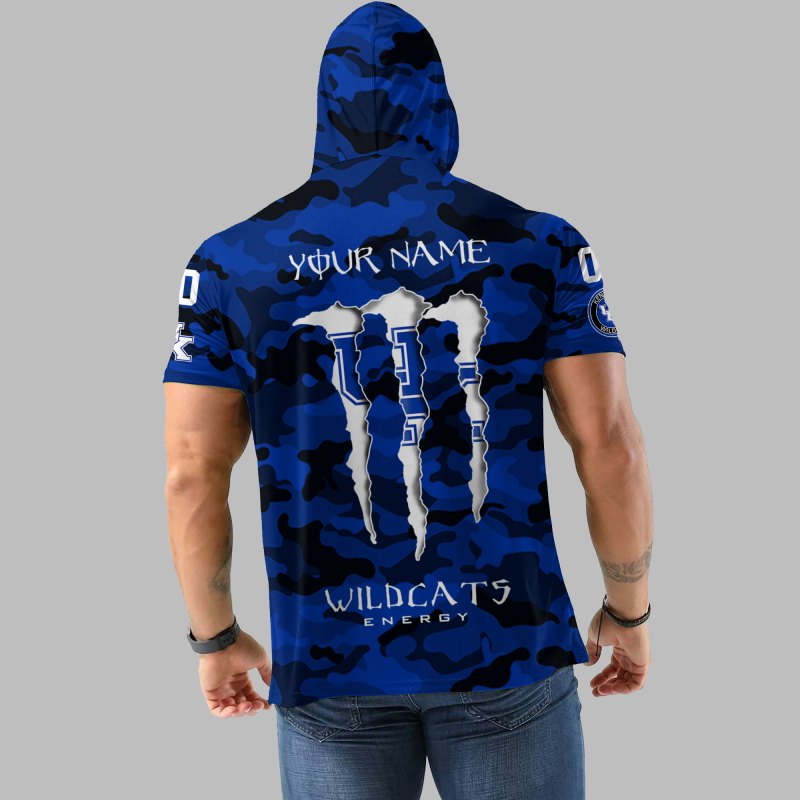 Kentucky Wildcats Personalized Camo Short Sleeve Hoodie Back