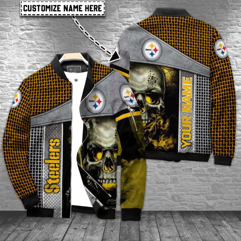 Pittsburgh Steelers Personalized Bomber Jacket Front