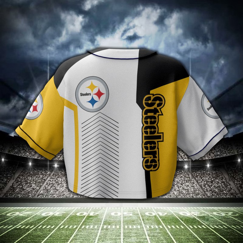 Pittsburgh Steelers Crop Top Baseball Jersey