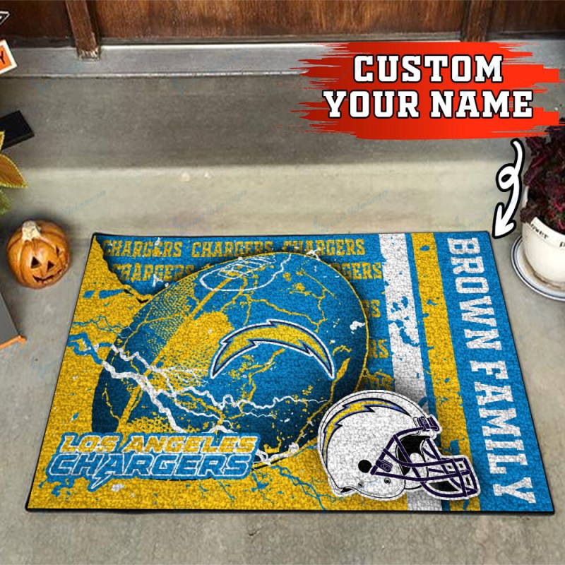 Los Angeles Chargers Personalized Doormat