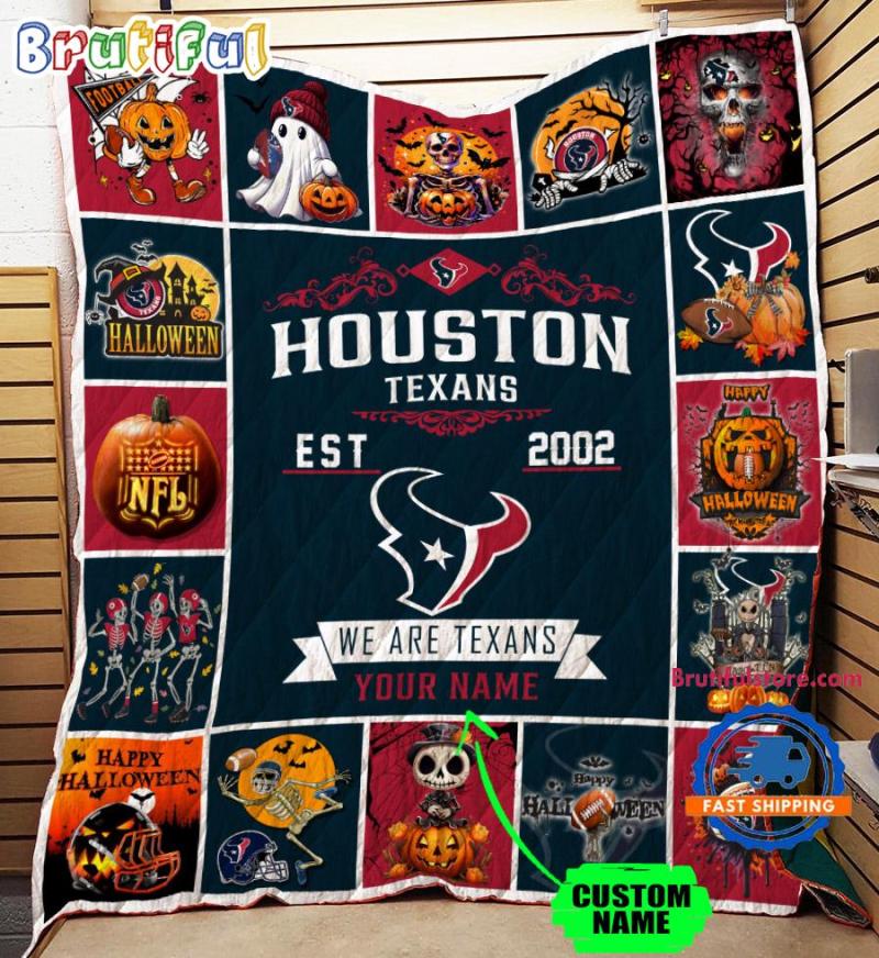 Houston Texans Special Pumpkin Halloween Quilt Blanket