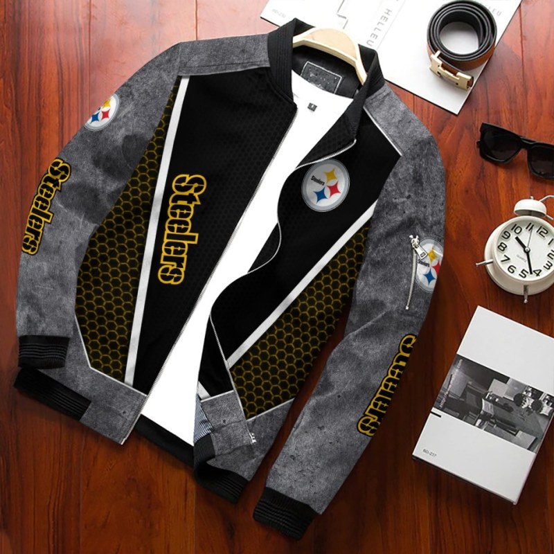 Pittsburgh Steelers Personalized Bomber Jacket BG893 - Back View