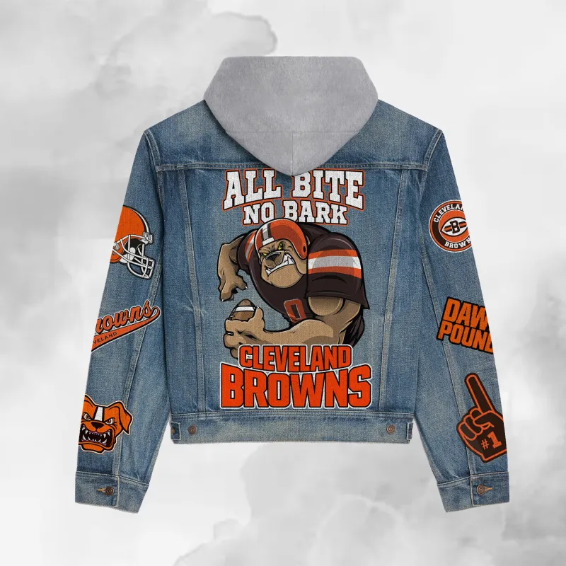 Cleveland Browns Premium Hooded Denim Jacket Back View