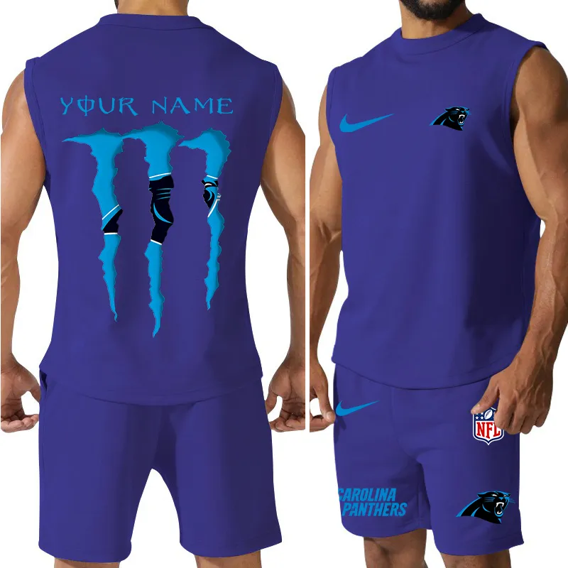 Carolina Panthers Colorful Combo Men Jersey Tank Top and Shorts 2