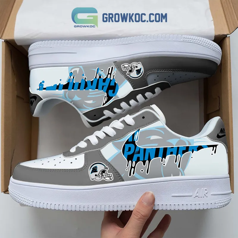 Detailing of Carolina Panthers Personalized Colorful Shoes