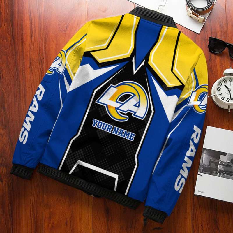 Los Angeles Rams Personalized Bomber Jacket Back View