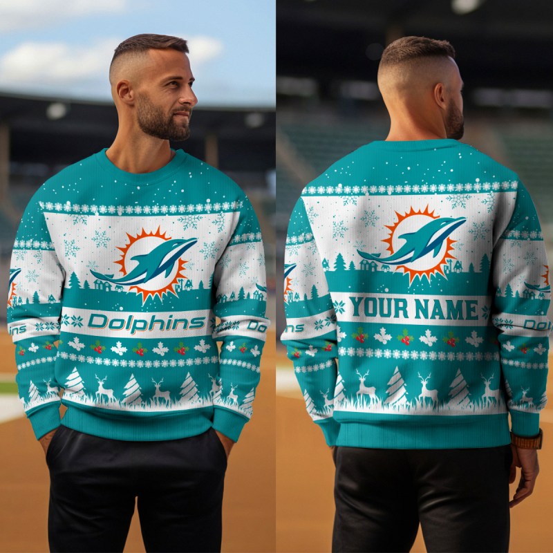 Miami Dolphins Premium Ugly Christmas Sweater - MK Outdoor4