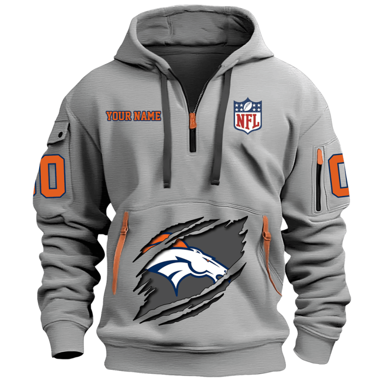 Denver Broncos Quarter Zip Hoodie 3