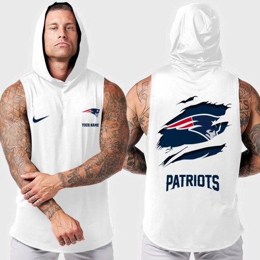 New England Patriots Men's Workout Hooded Tank Top