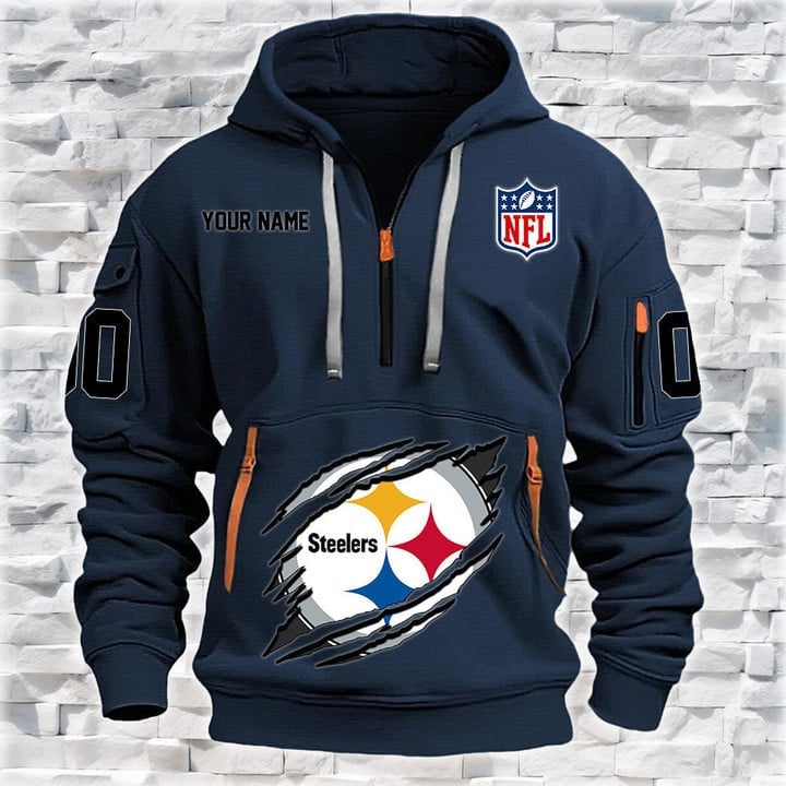 Pittsburgh Steelers Quarter Zip Hoodie Back View