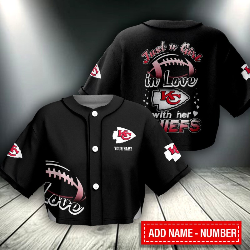 Kansas City Chiefs Crop Top Baseball Jersey