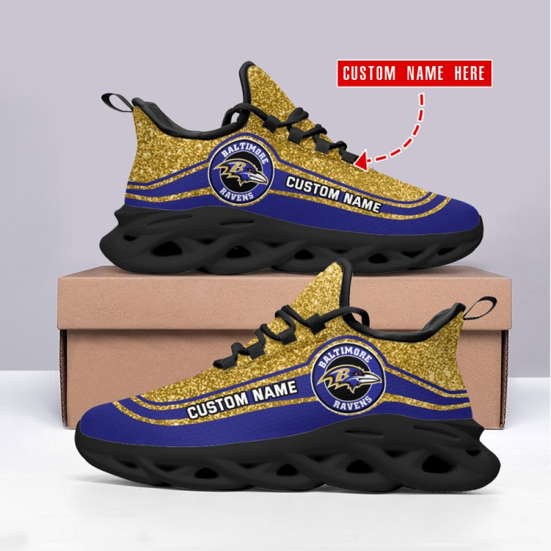 Baltimore Ravens Personalized Yezy Running Sneakers - Image 1