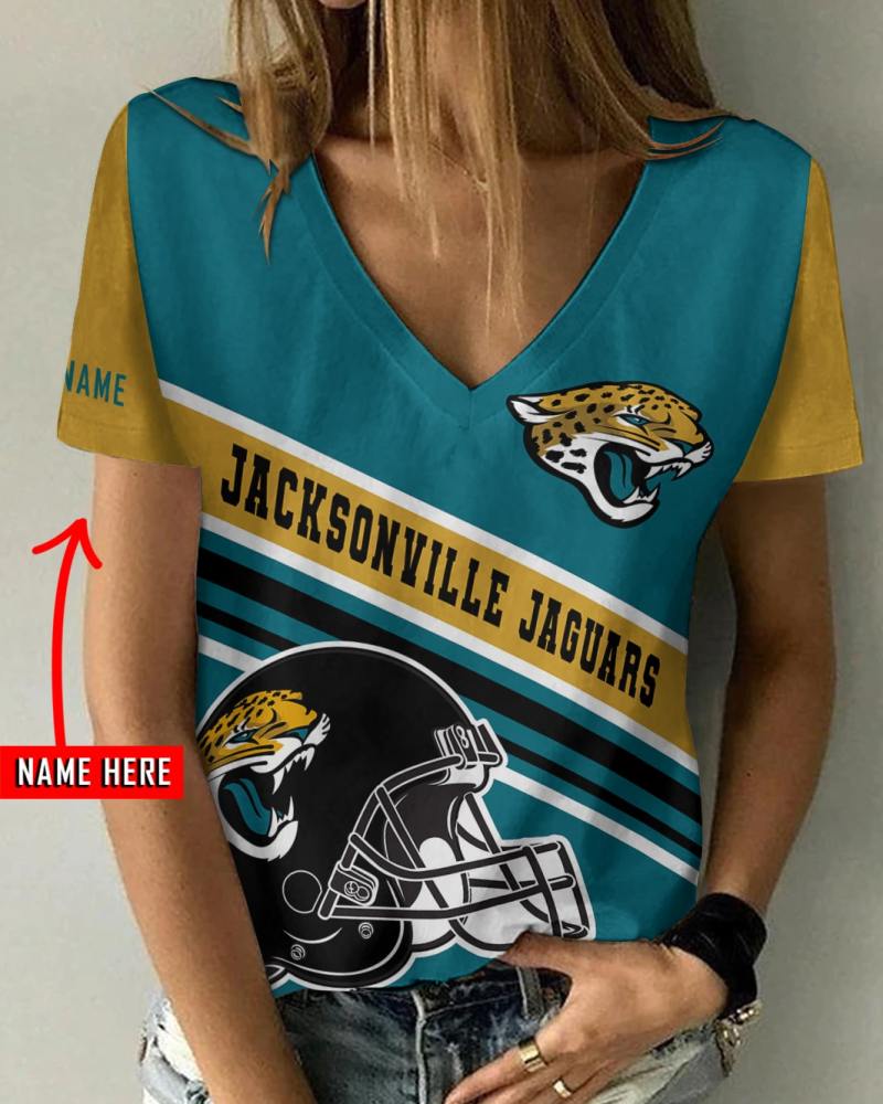 Jacksonville Jaguars Personalized V-neck Women T-shirt
