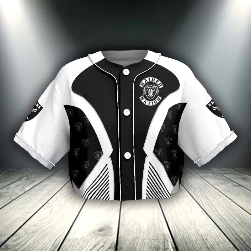 Las Vegas Raiders Crop Top Baseball Jersey Side View