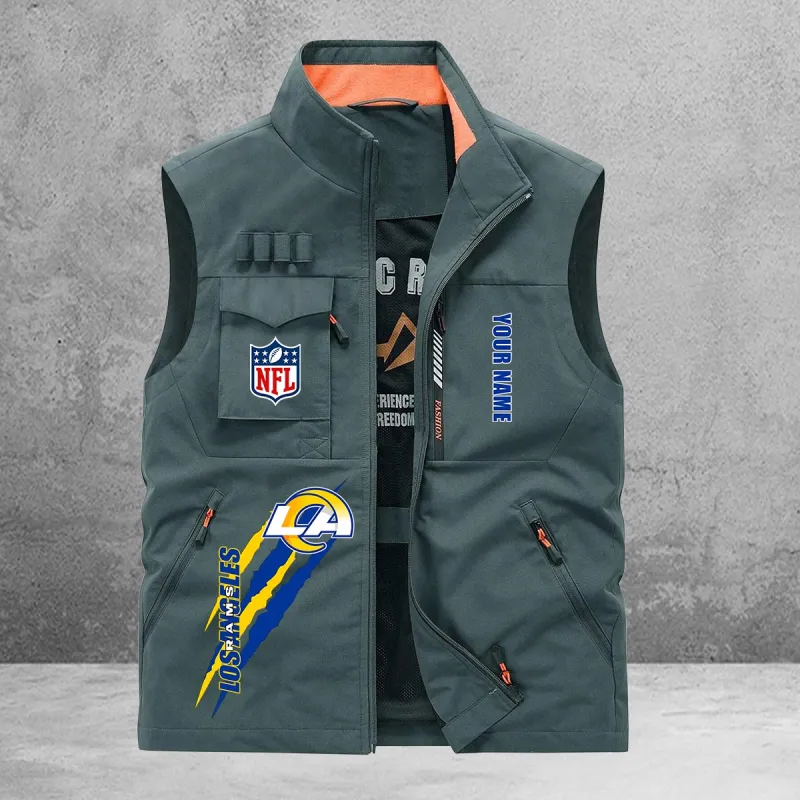 Los Angeles Rams Personalized Multi-Pockets Vest Image 4