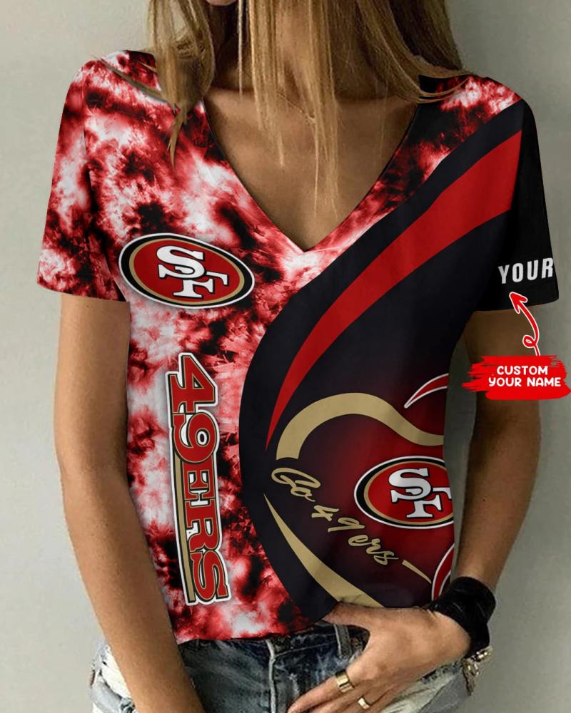 San Francisco 49ers Personalized V-neck Women T-shirt