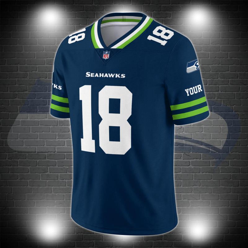 Seattle Seahawks Personalized V-neck Football Jersey Side View