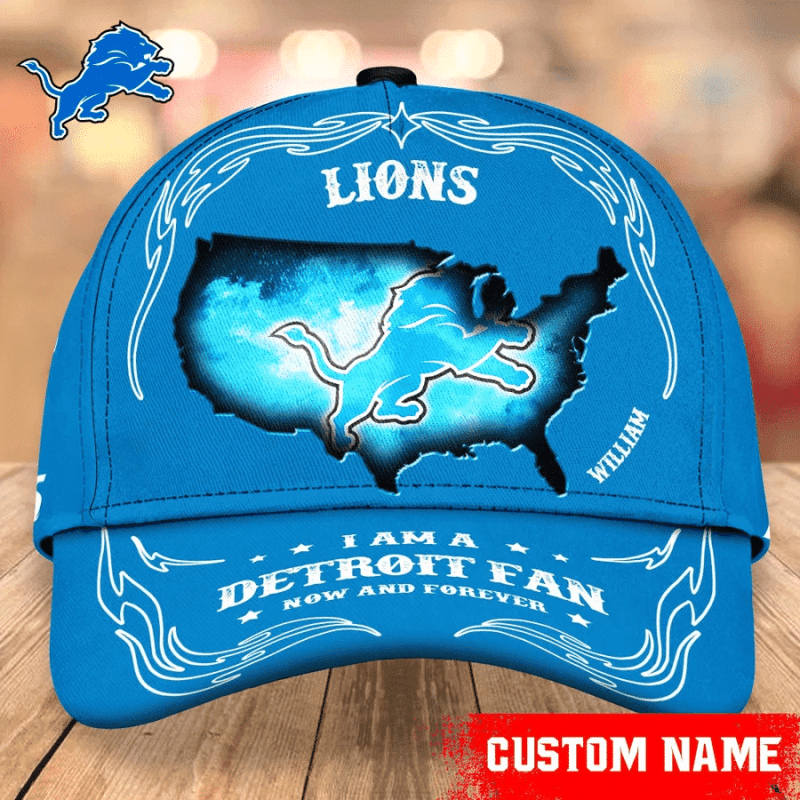 Detroit Lions Custom Name Baseball Cap