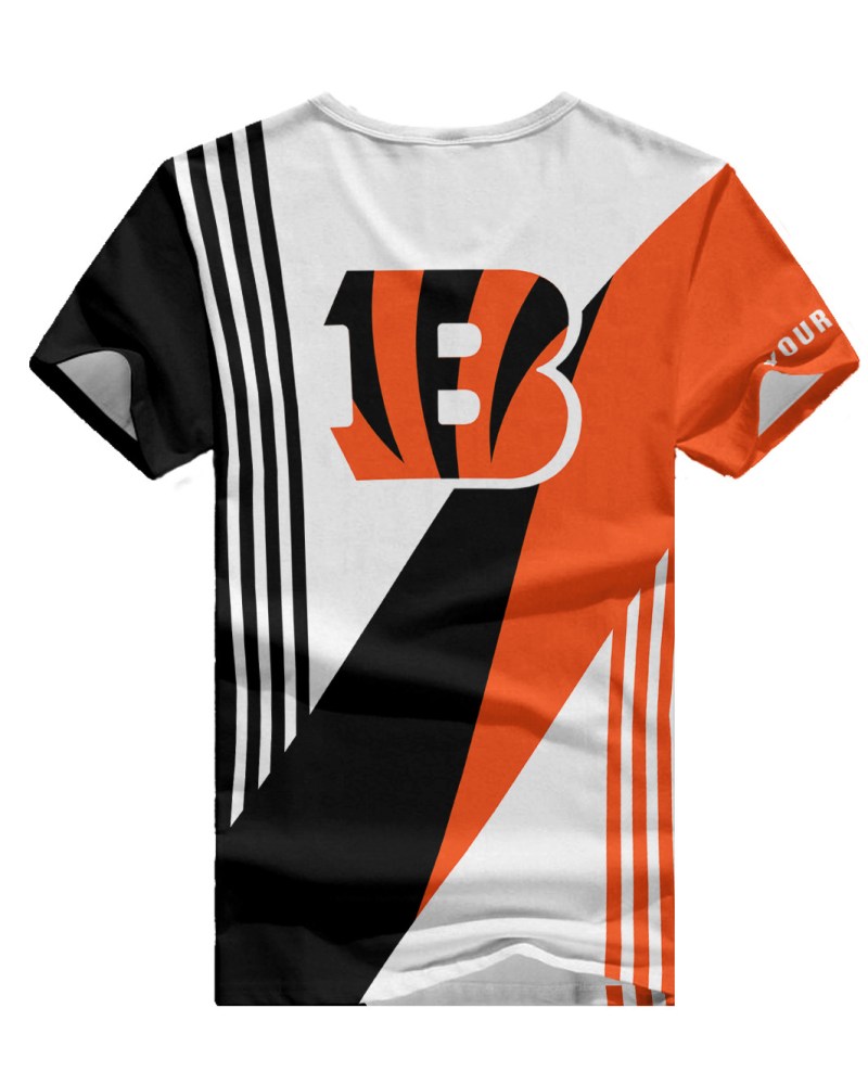 Cincinnati Bengals Personalized Summer V-neck Women T-shirt - Side View