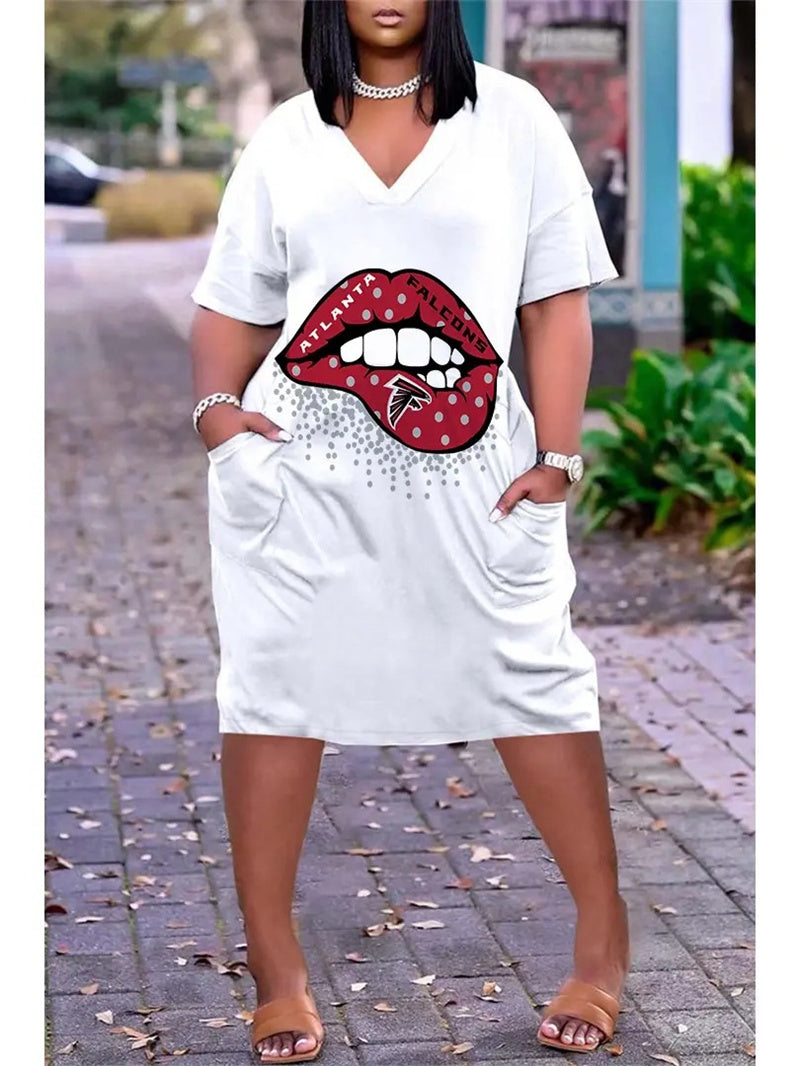 Atlanta Falcons V-neck Casual Pocket Dress