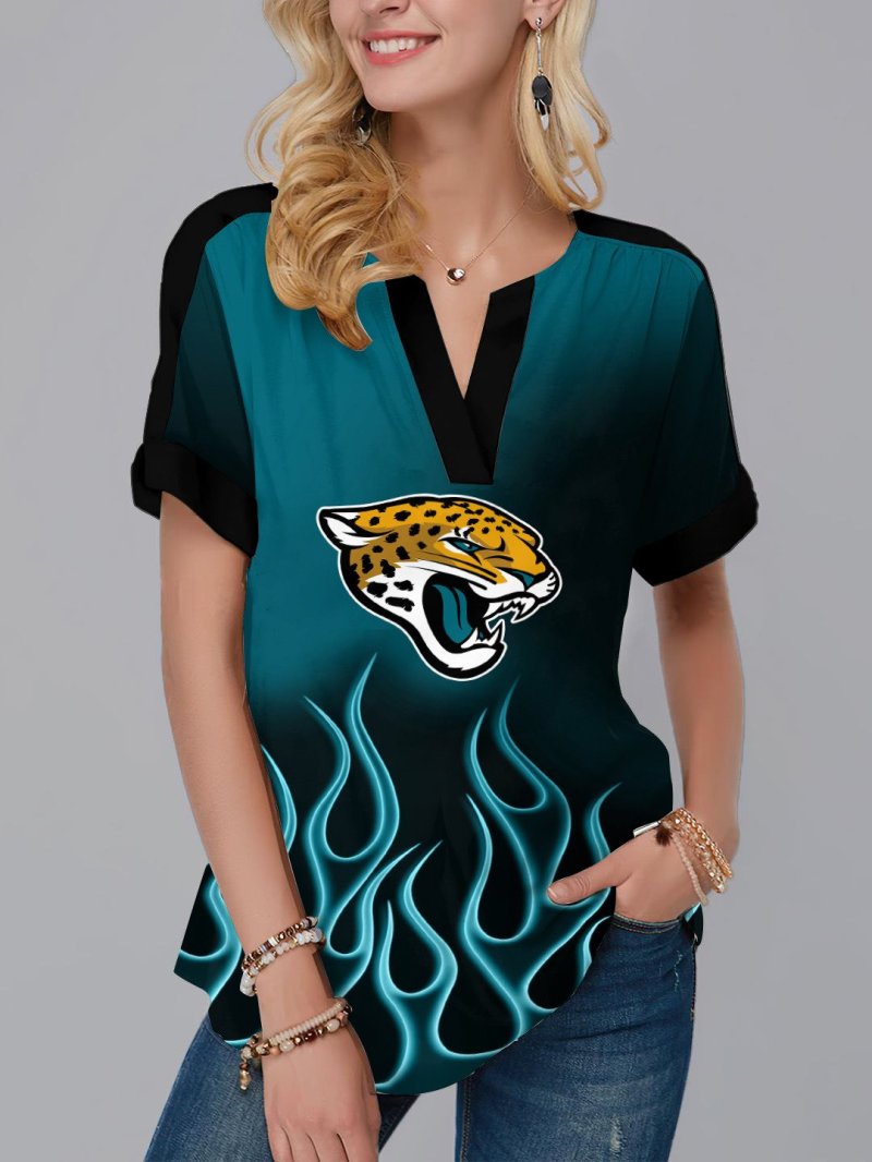 Jacksonville Jaguars Fashion Short Sleeve V-Neck Shirt