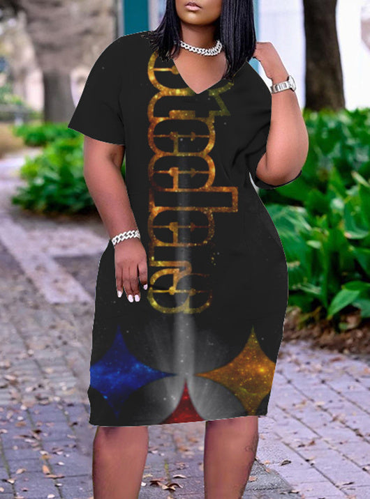 Pittsburgh Steelers V-neck Casual Pocket Dress