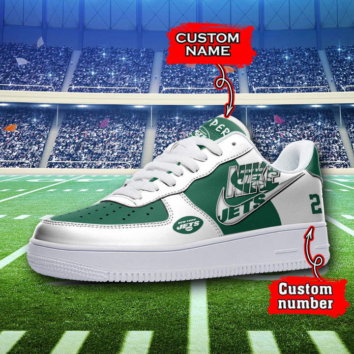 Side view of New York Jets Custom Air Force 1 Sneaker