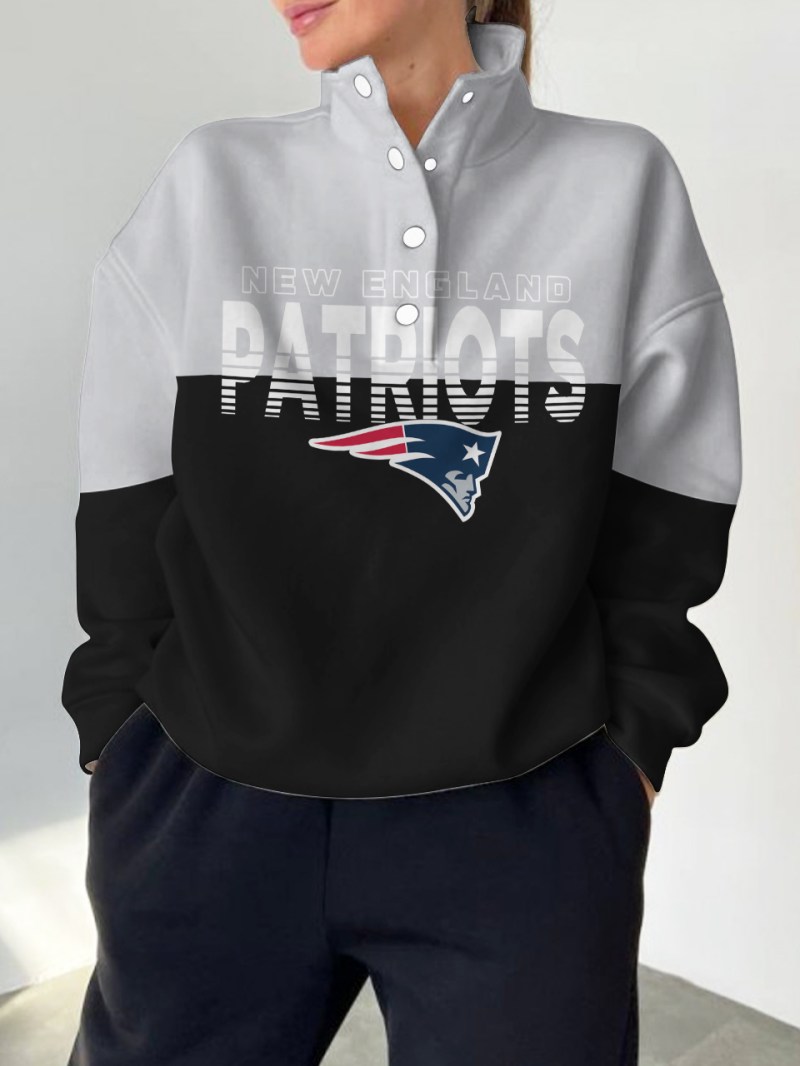 New England Patriots Casual Colorful Stand Collar Sweatshirt