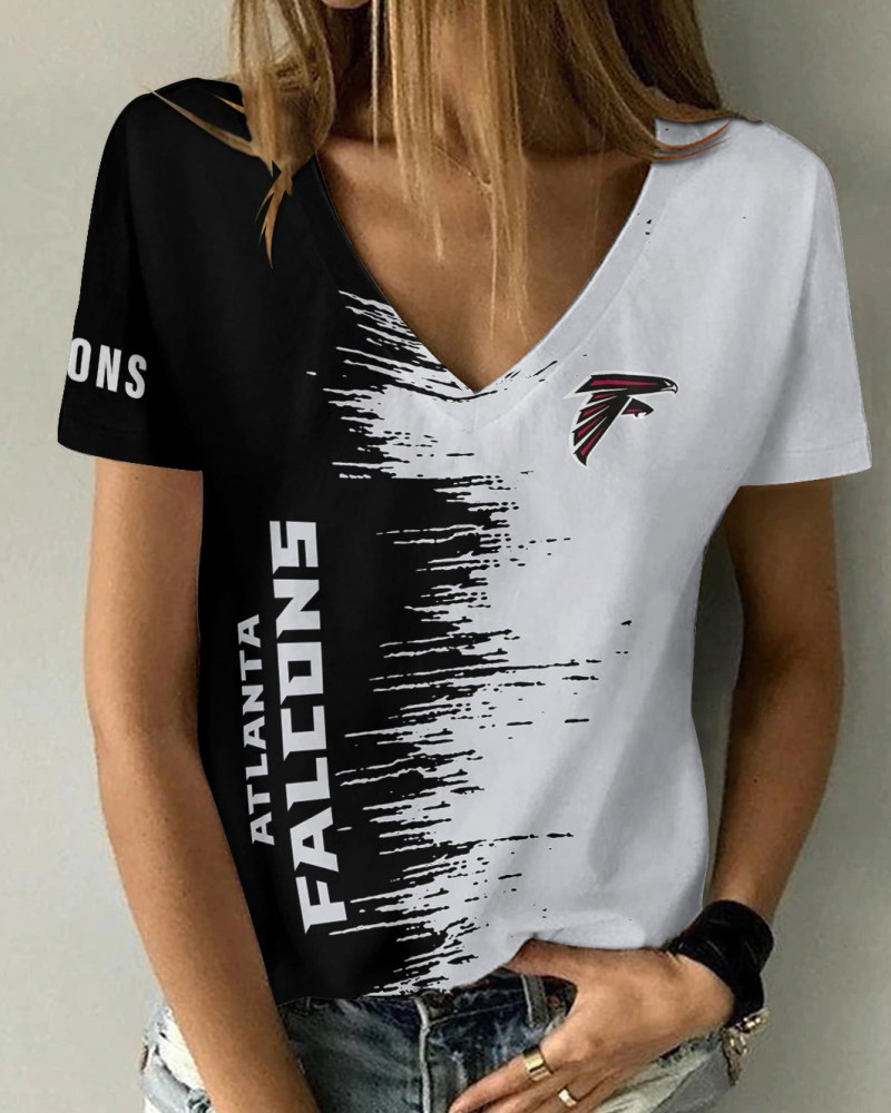 Atlanta Falcons Summer V-neck Women T-shirt